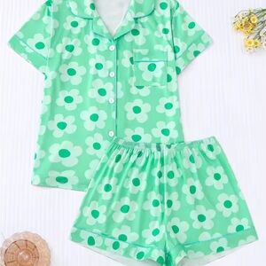 Green Floral Kids Pajamas